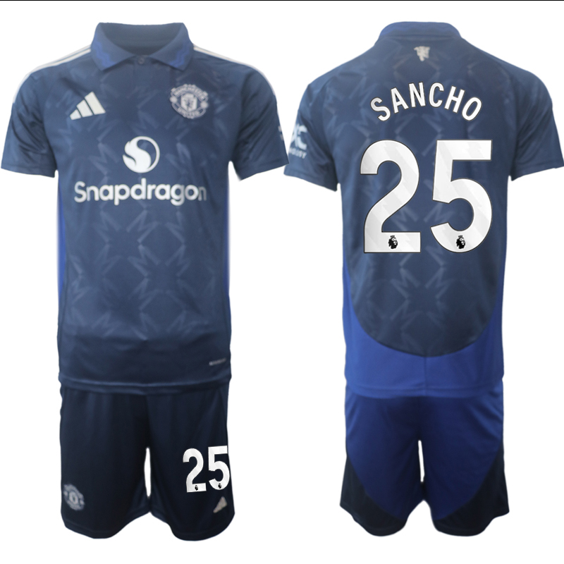 Men 2024-2025 Club Manchester United away blue #25 Soccer Jersey->->Soccer Club Jersey